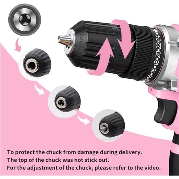 Cordless Power Drill Set: 21V Electric Drill with Fast Charger 3/8-Inch Keyless - Picture 2 of 5